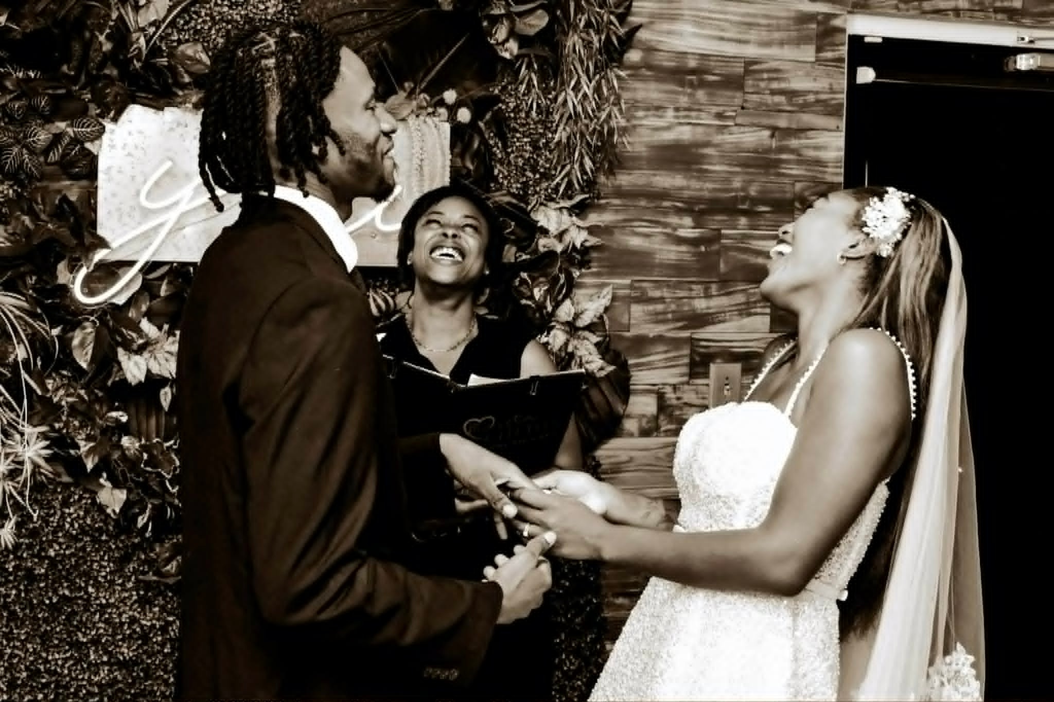Couple exchanging vows at their wedding ceremony